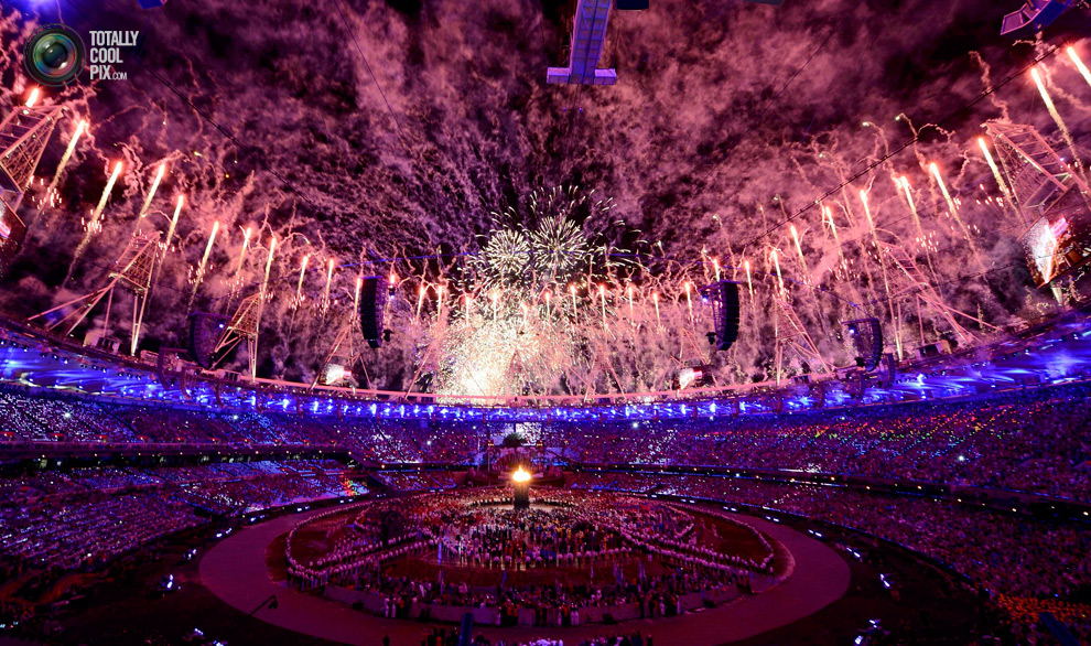 Firework FInale, with Athletes